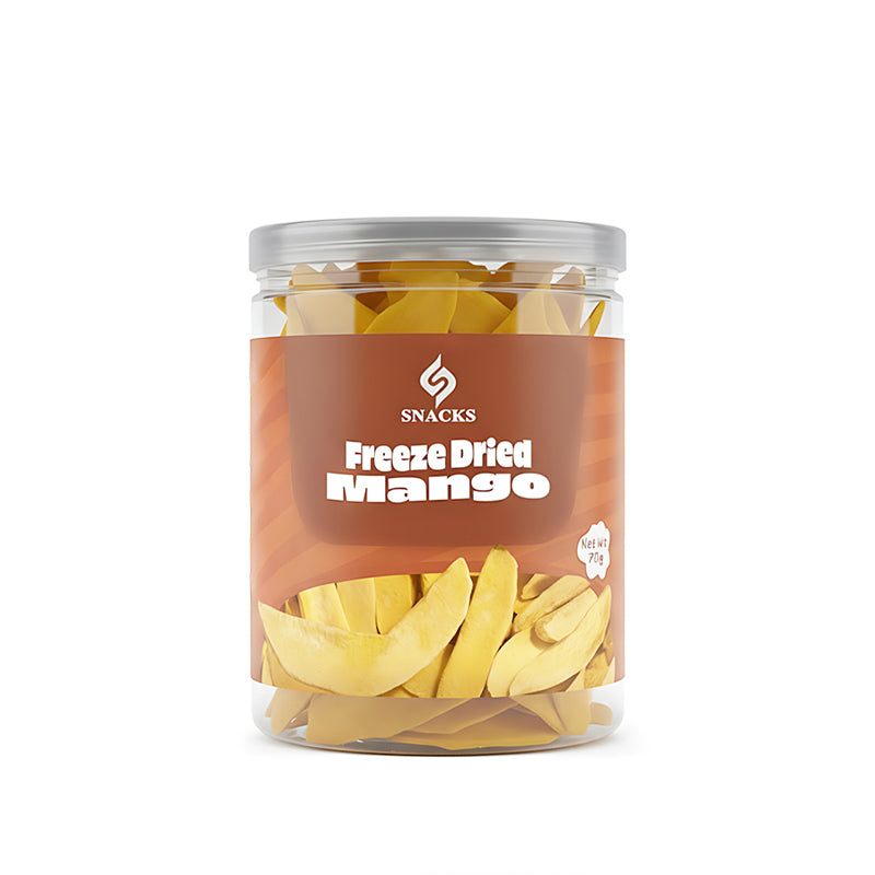 شرائح مانجو مجفف بالتبريد برتقالية مقرمشة – سناكس روستري (freeze dried mango slices)